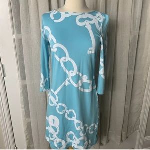 Lilly Pulitzer Jonah Shorely Blue Ball And Chain Ponte Tunic Dress XS